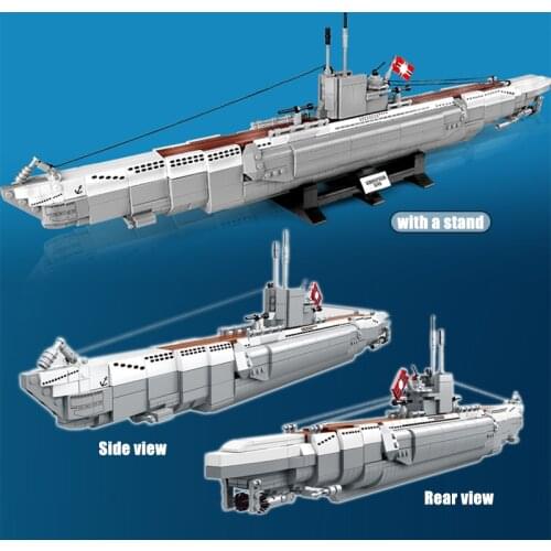 German Military Submarine U-48 Building Blocks Battle Ship Bricks Creative Boats Weapons Model Kids Toys Children Gifts For Boys