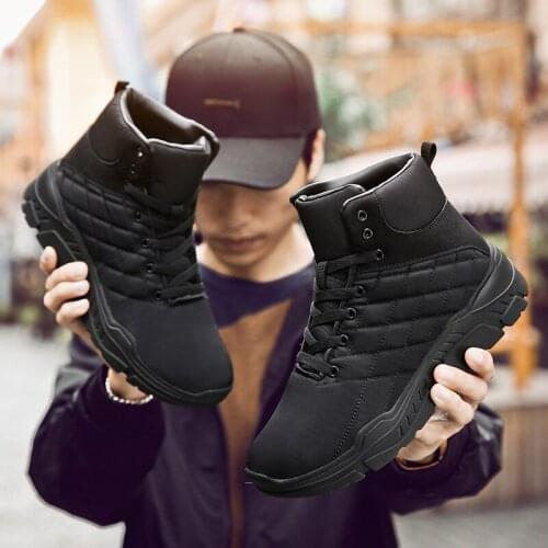 Newly Men Lace Up High Top Winter Warm Shoes Casual Breathable Ankle Boots for Outdoor DOD886