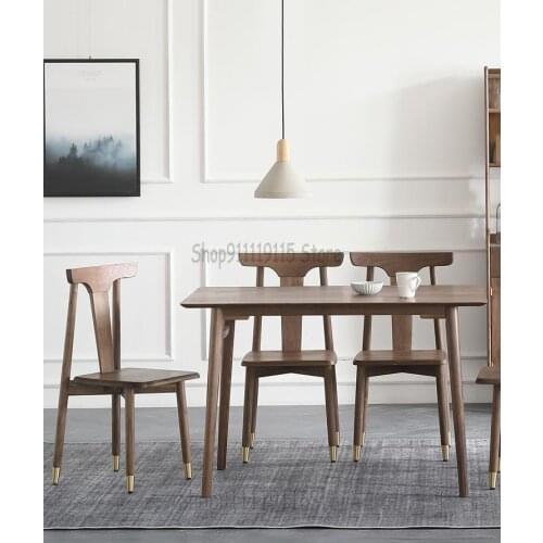 Solid Wood Dining Chair American Country Simple Black Walnut Dining Chair Environmental Protection Desk Chair B5121