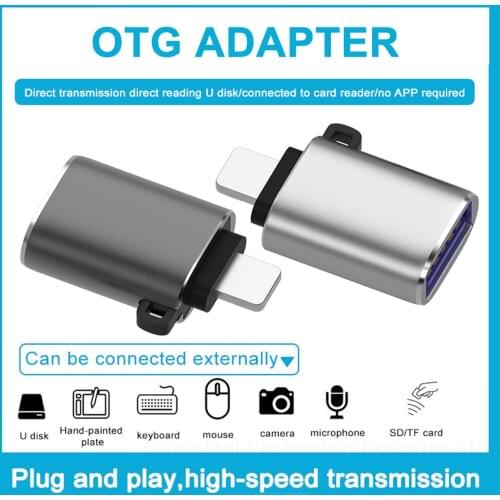 2021 OTG USB Adapter Male to USB3.0 iOS 13 Charging Adapter For iPhone 11 Pro XS Max XR X 8 7 6 Plus iPad Adapter With buckle