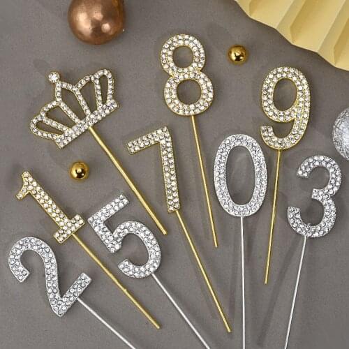 1PC Stunning Cake Toppers Baking Tools Alloy 0-9 Number Birthday Party Cake Decoration Accessories Home Diy Cake Insert
