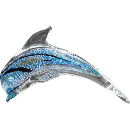CRYSTAL GLASS DOLPHIN FIGURINES TABLE ORNAMENT SCULPTURE WILDLIFE FIGURINE HANDMADE CRAFT HAND BLOWN GLASS ART HOME DECOR GIFT