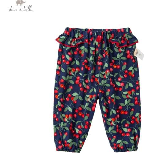 DBM17792 dave bella summer baby girls fashion cartoon print pants children full length kids pants infant toddler trousers