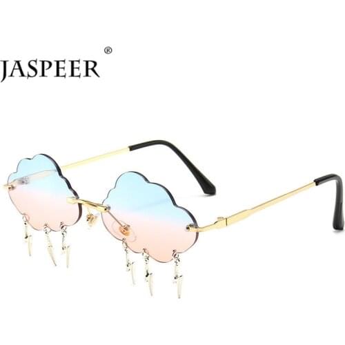 JASPEER 2020 Lightning Cloud Rimless Sunglasses Women Retro Frameless Punk Sunglasses Men Glasses Shadow UV400 Fashion Eyewear