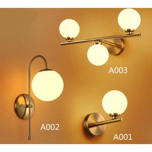 Modern Bedroom Lights Gold Body Living Room Lights Simple Glass Ball Aisle Light With LED Bulbs Free Shipping