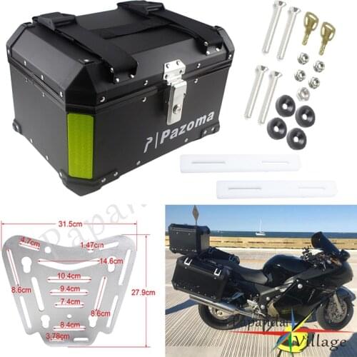 Universal Motorcycle Black Aluminum Rear Box Top Case 45L Passenger Luggage Box for Honda Harley BMW R1200 F800GT F800GS Triumph