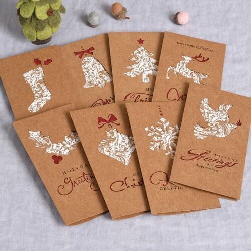 Vintage Christmas Cards Business Kraft Holiday Greetings Cards and Happy New Year Cards