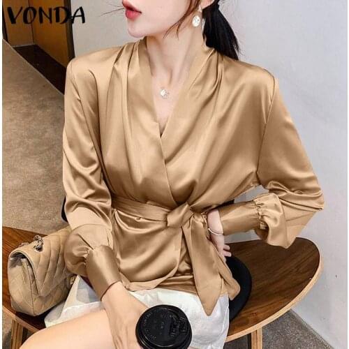 Атласные блузки VONDA China At AliExpress