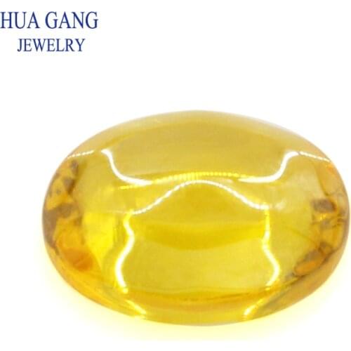 Yellow Cubic Zirconia Stone Oval Shape Cabochon Cut Flat Back Loose CZ Stone Synthetic Gems For Jewelry Free Shipping