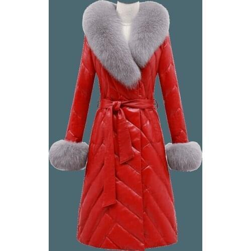 Genuine Leather Jacket Women 2020 New Winter Natural Fox Fur Female Duck down Warm Long Coats jaqueta feminina LX2170