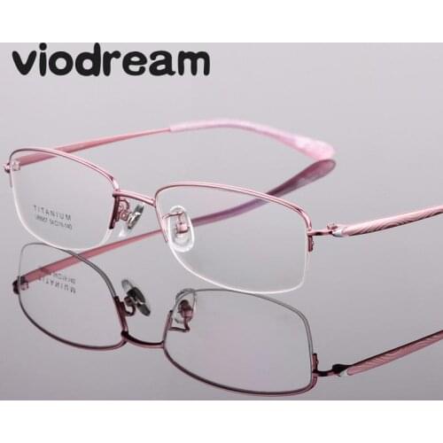 Viodream Women Pure Titanium Glasses Ultra Light Fashion Falf Prescription Eyewear Eyeglass Frames Oculos De Grau Feminino 8957