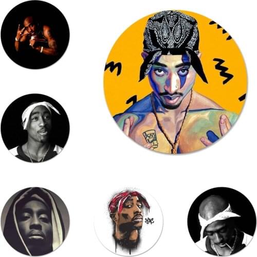58mm 2Pac Tupac Amaru Shakur Makaveli Icons Pins Badge Decoration Brooches Metal Badges For Clothes Backpack Decoration