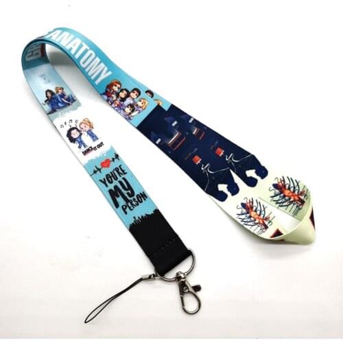 1 pcs Office Card Sleeve Sets ID Badge Case Clear Bank Credit Card Greys Anatomy Lanyards Cartoon Anime Doctors Nurse Keychain
