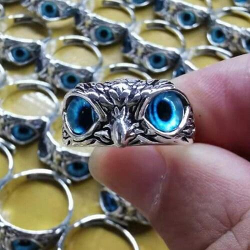 1 Pc Demon Eye Owl Ring Retro Animal Open Adjustable Ring Statement Ring Jewelry Gift for Women Girl Lovers