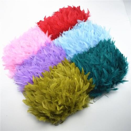 10Meters Fluffy Colorful Turkey Feather Fringe Chandelle Feathers for Crafts Ribbon Feather Trim Wedding Feathers Decoration