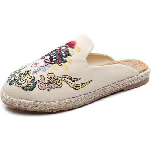 2020Hand woven facial makeup womens shoes old Beijing cloth shoes Mu Guiying embroidered cotton hemp national style cloth shoes