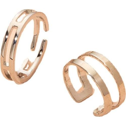 2021 Ins Trendy 2 Pieces/Set Rhodium Irregular Minimalism Finger Rings Korean Fashion Women Party Jewelry