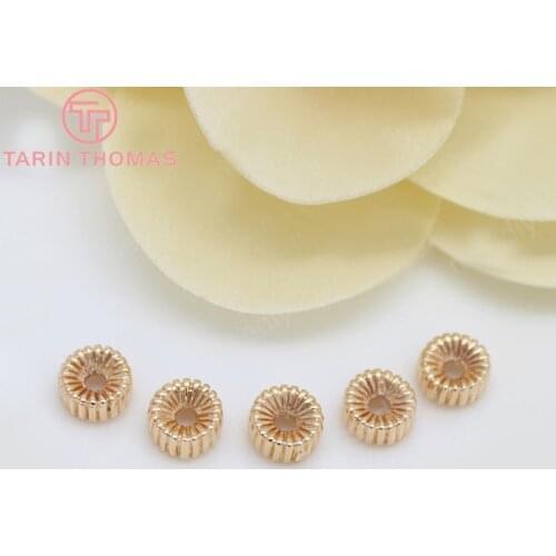 10PCS 6x3MM 24K Champagne Gold Color Plated Brass Spacer Beads Bracelet Beads High Quality Diy Jewelry Accessories
