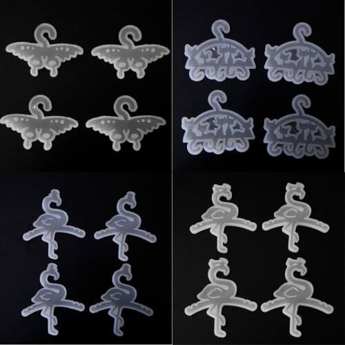 4x Clothes Hanger Shape Silicone Cake Mold Fondant Resin Casting Moulds Tool Cat Flamingo Butterfly