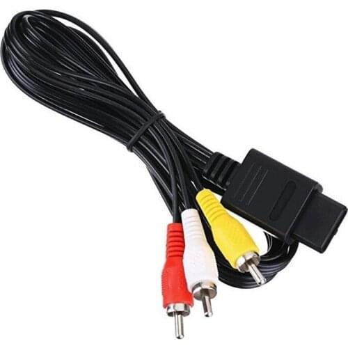 500pcs/lot 1.8M 6FT AV TV RCA Video Cord Cable for SNES Game Cube for Nintend N64/64 Game Cable for 2 Audio Output Connector