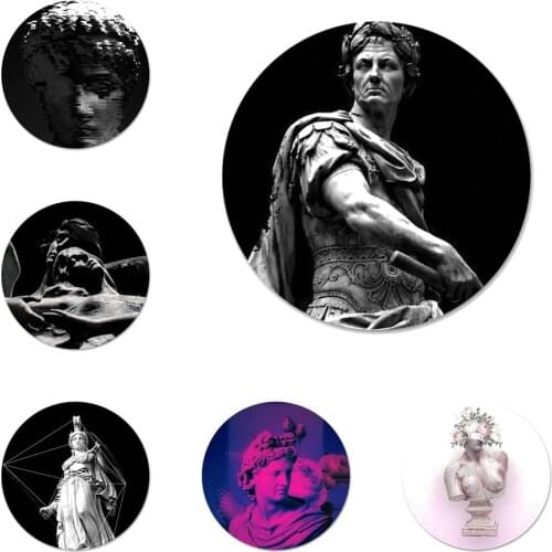 58mm Abstract Greek Mythology Stone Sculpture Icons Pins Badge Decoration Brooches Metal Badges For Backpack Decoration
