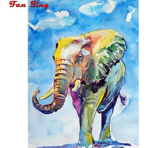 5D DIY Diamond Painting Colorful elephant Cross stitch Full Square Diamond Embroidery Picture Mosaic Rhinestone Home Decor Sale