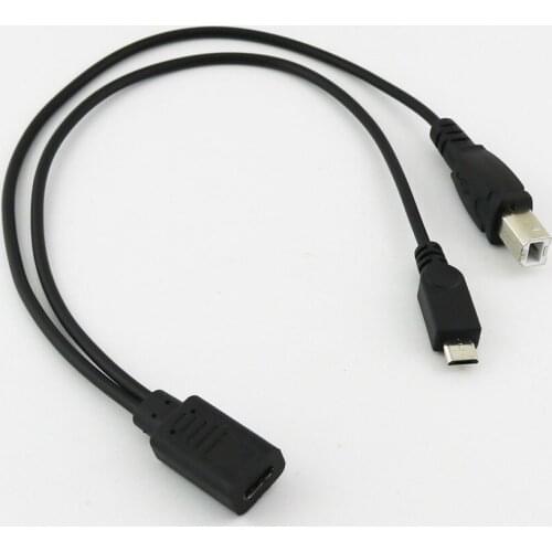 5x USB 3.1 Type C Female to Micro Male and USB 2.0 B Male Plug Data Charging Y Splitter Connector Cable 30cm/1ft