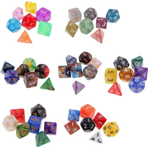 7Pcs 16mm Dice d20 d12 d8 d10 d6 d4 Die Polyhedral for D&D Wargaming Players