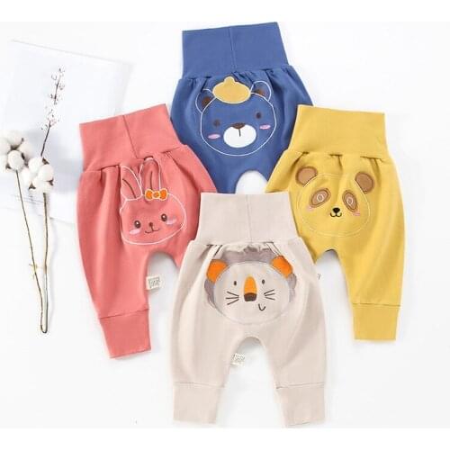 Baby Pants Cotton Autumn High Waist Belly Protection Leggings for Boys Girls Cartoon Print Warm Baby Trousers
