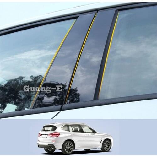For BMW X3 XDrive 25i 28i 30i 2018-2022 Car PC Material Pillar Post Cover Door Trim Window Piano Black Molding Sticker