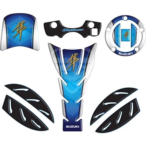 FOR SUZUKI HAYABUSA GSXR1300 GSX1300 R GSXR 1300 Motorcycle Tank Pad Protector Blue - White 3D Gel Sticker Decal