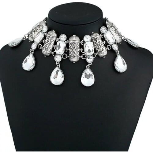 Dubai Vintage Style Necklace Jewelry Charm Women Dance Party Jewelry Drop Shape Crystal Necklace for Women African Jewelry