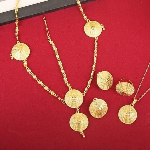 Ethiopian Jewelry Sets 24K Gold Color Bridal Jewelry Sets for Ethiopian Eritrean African Girls