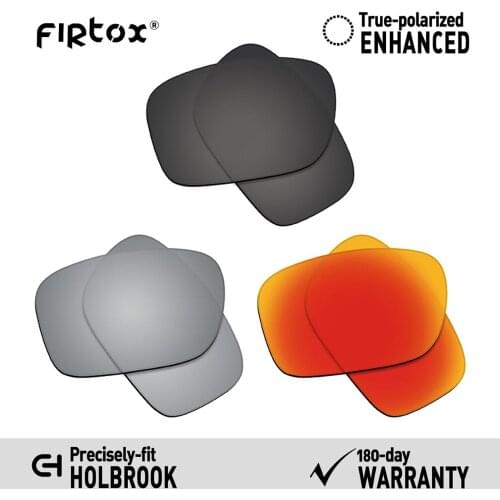 Firtox True UV400 Polarized Lenses Replacement for-Oakley Holbrook OO9102 Sunglasses (Lens Only) - Black+Titanium+Red