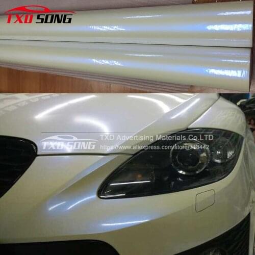 10/20/30/40/50/60CM/Lot Premium quality Pearl White Chameleon Viny film Pearl White Chameleo glossy vinyl film White to blue