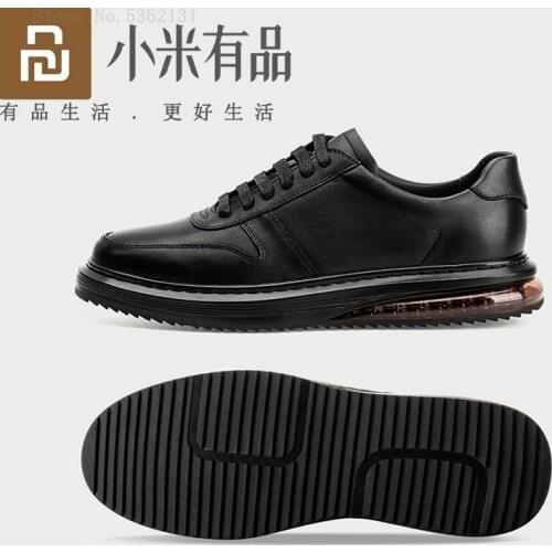 Qimian Air Cushion Increase Cushioning Leather Shoes Shock Absorption Rebound Sneakers Breathable Men Casual Shoes Male Footwear