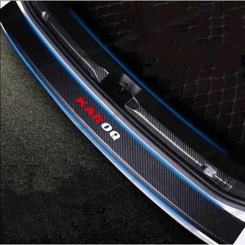 Lsrtw2017 Fiber Leather Car Trunk Sill Threshold Sticker Anti Scratch Mat Cover for Skoda Karoq 2017 2018 2019 2020 Accessories