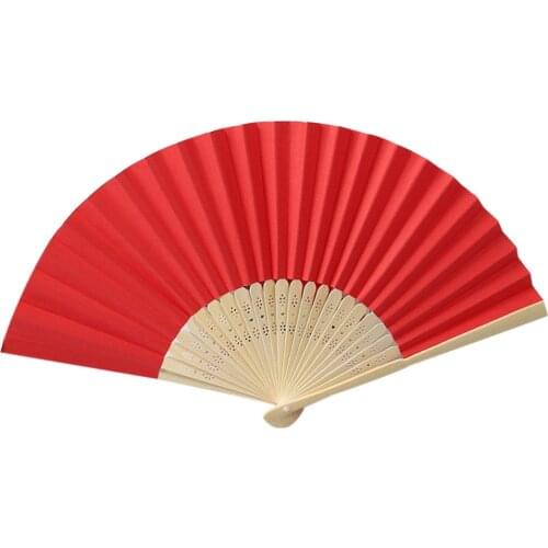 Beautiful Pattern Folding Dance Wedding Party Lace Silk Folding Hand Held Red Fan 7-inch low-key fashion Hand Held Fan Z30628
