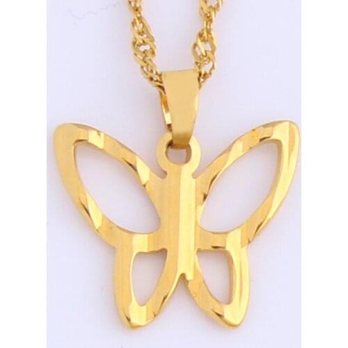 Golden Butterfly Pendant with Necklace Simple Design Fashion Jewelry Wholesale for Women Party Gift