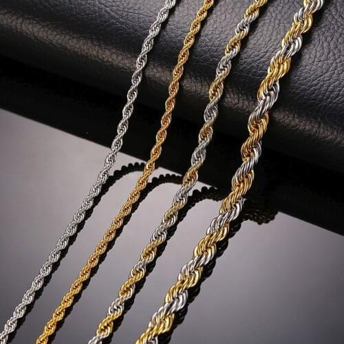 LETAPI New Fashion High Quality Gold Silver Color 316L Stainless Steel Twist Rope Chains Necklace for Women Men Wholesale