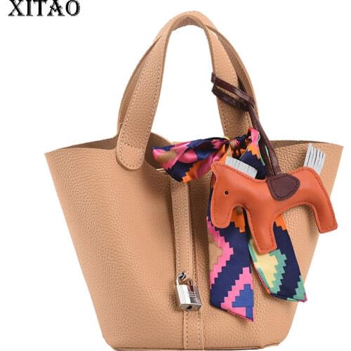 XITAO Fashion Pu Leather Temperament Bucket Bag 2021 Summer Goddess Fan Patchwork Minority Casual Style Top Handle Bag CLL1563