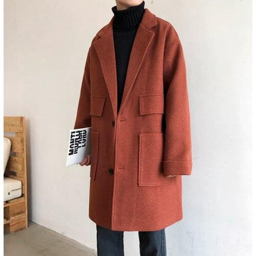 Korean Fashion Harajuku Winter Jackets Black Long Trench Coat Men 2021 Over Coat Mens Thick Pockets Windbreaker Male