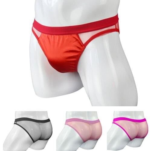 Mens sexy briefs transparent super soft fine mesh pure color breathable sweat-absorbent youth like sexy temptation underwear