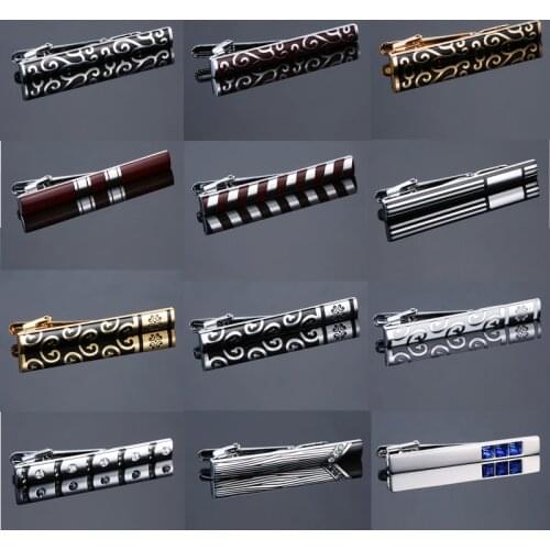 Man Classic Multi Type Tie Clip Luxury Mens Plating Metal crystal Necktie Tie-Bar Designed Clasp Tie Clip Wedding Gold Silvery