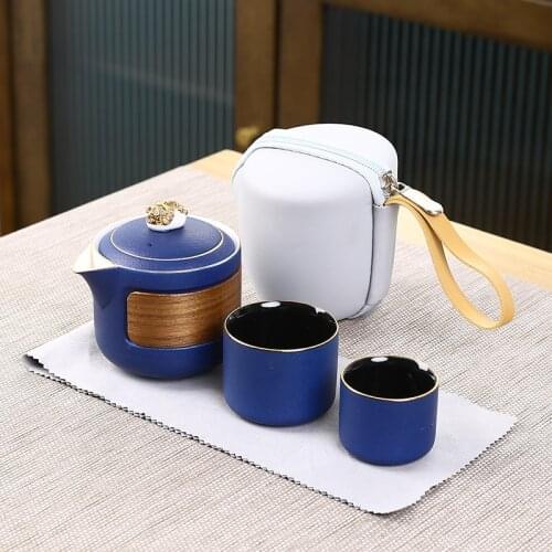Japanese-style Cup Set Kung Fu Ceramic Teapot Gaiwan With 2 Cups A Tea Sets Portable Travel Tea Set Drinkware
