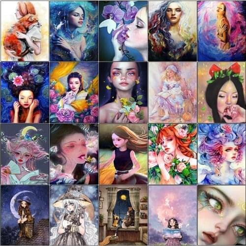 Full square cuadros embroidery Cross stitch dirll drawing mosaic 5d diamond painting kit set 3D Woman flower cartoon fox complet