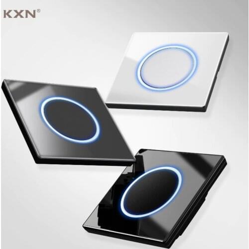 KXN Universal Standard Wall Light Touch Point Switch With LED Tempered Glass 1 2 3 Gang 1 2 Way Type 86 Wall Light Power Supply