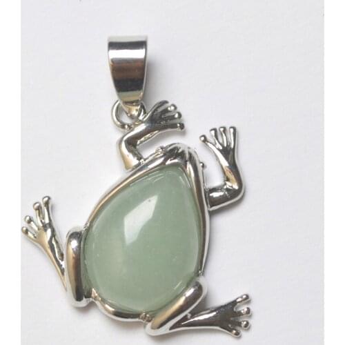 Natural Green Aventurine Stone Bead GEM Pendant Frog Animal Jewelry Fashion S3092
