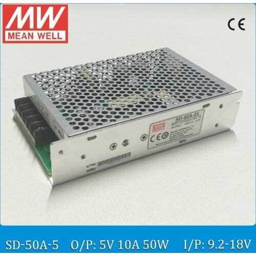 Original MEAN WELL converter SD-50A-5 Input 9.2~18VDC to Output 50W 10A 5VDC enclosed type converter