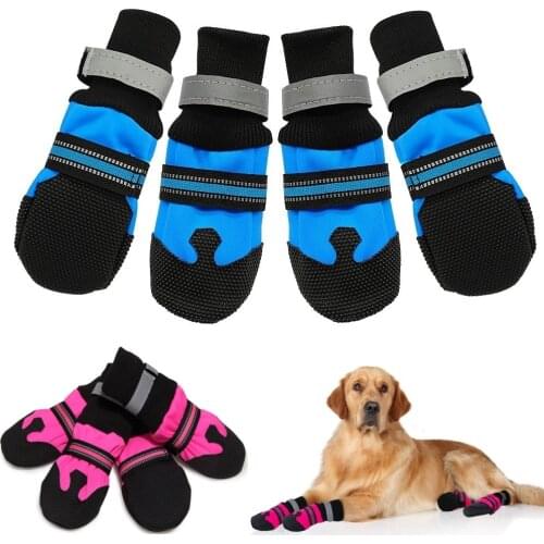 S-XXL Dog Shoes Waterproof Winter Anti-slip Pet Booties Paw Protector Warm Reflective For Medium Large Dogs Rubber Boots